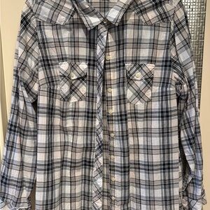 Torrid Black and White Plaid Button-Down Shirt
